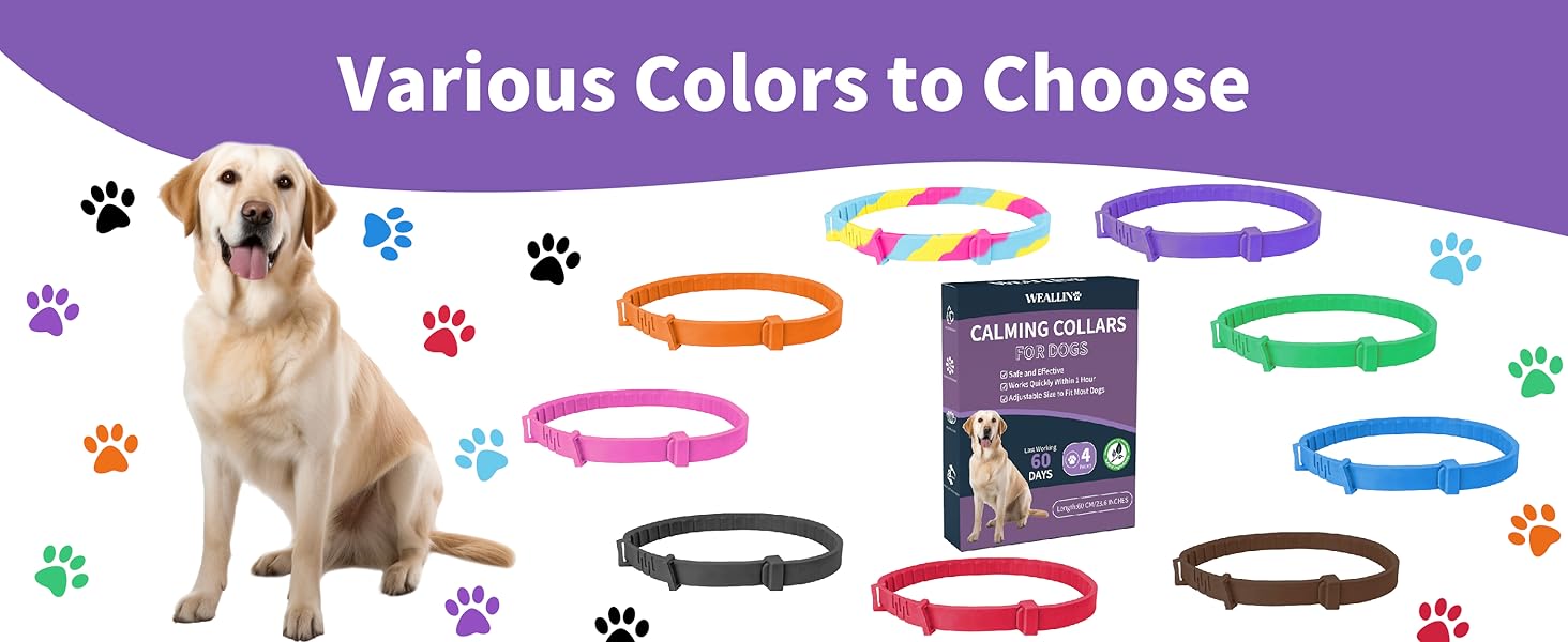WEALLIN Calming Collar for Dogs Glow in The Dark4 Packs