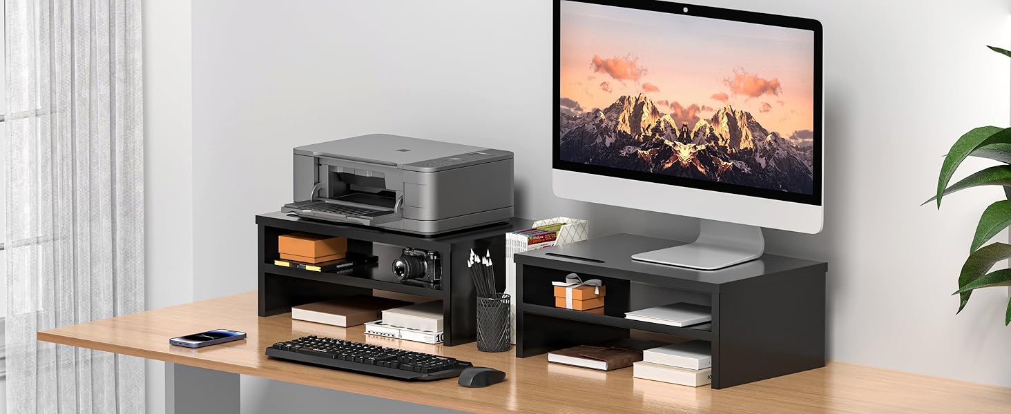 Zumist Monitor Stand,2Tier Wood Computer Stand Riser,Monitor Stand