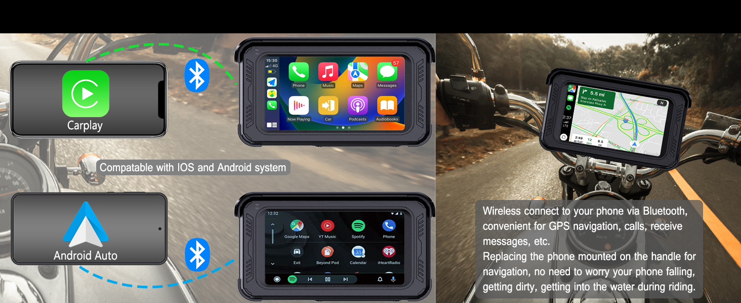 ydi carplay motorcycle dash cam front and rear camera