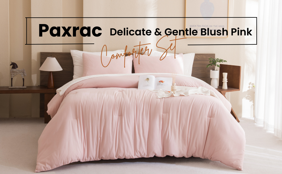 Paxrac Blush Pink Comforter Set King Size, 3 Pieces Light