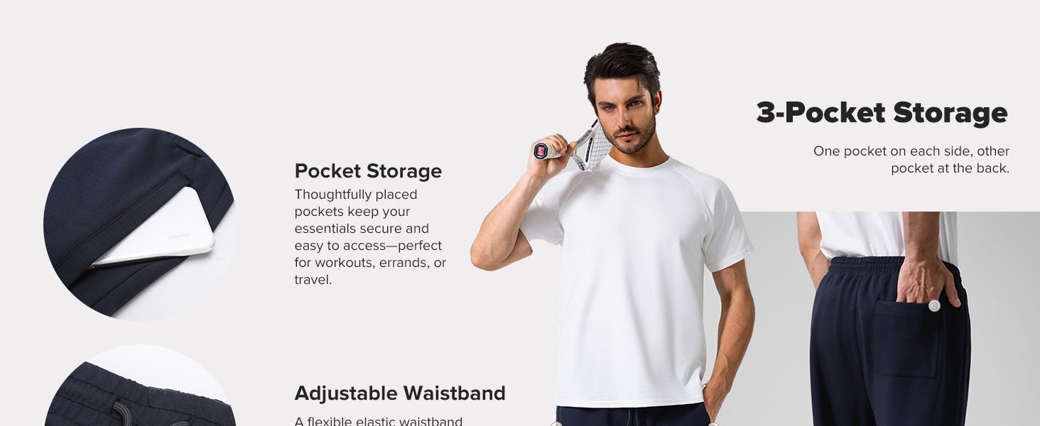 BRXL Sweatpants for Men 3 Pockets Athletic Training Track Joggers Stretch