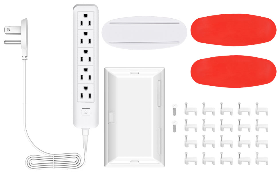 UltraThin Outlet Concealer with Ultra Flat Plug Power 3Foot Strip Extension Cord