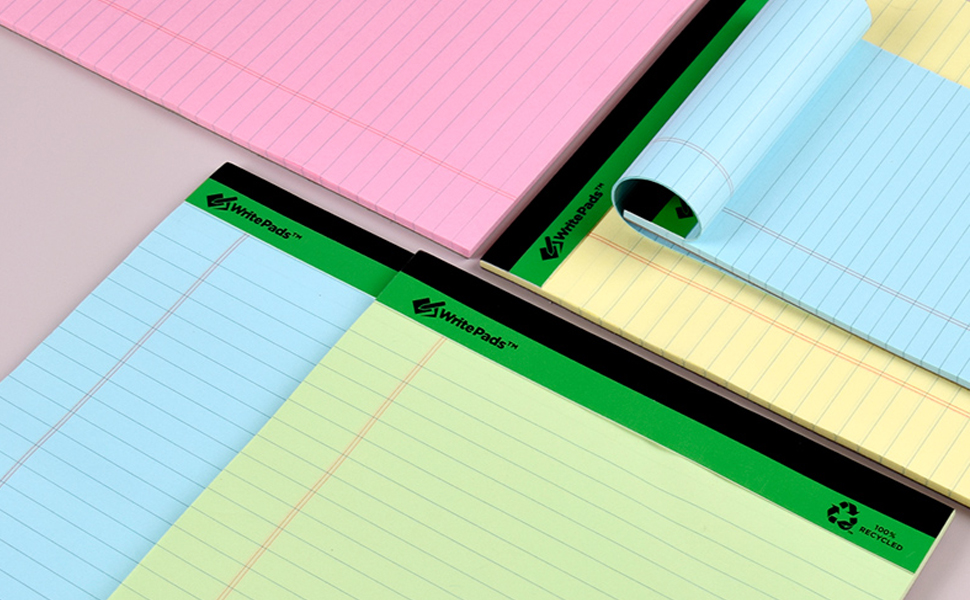 KAISA Colored Legal Pad 15lb Recycled Paper Writing Pad