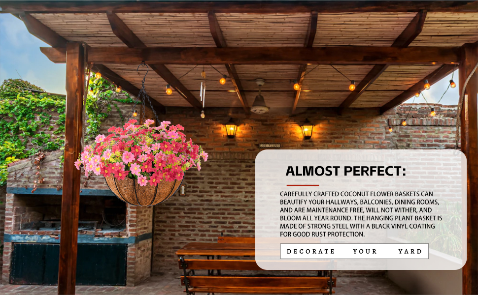 Artificial Hanging Baskets with Flowers 140 Flower Heads