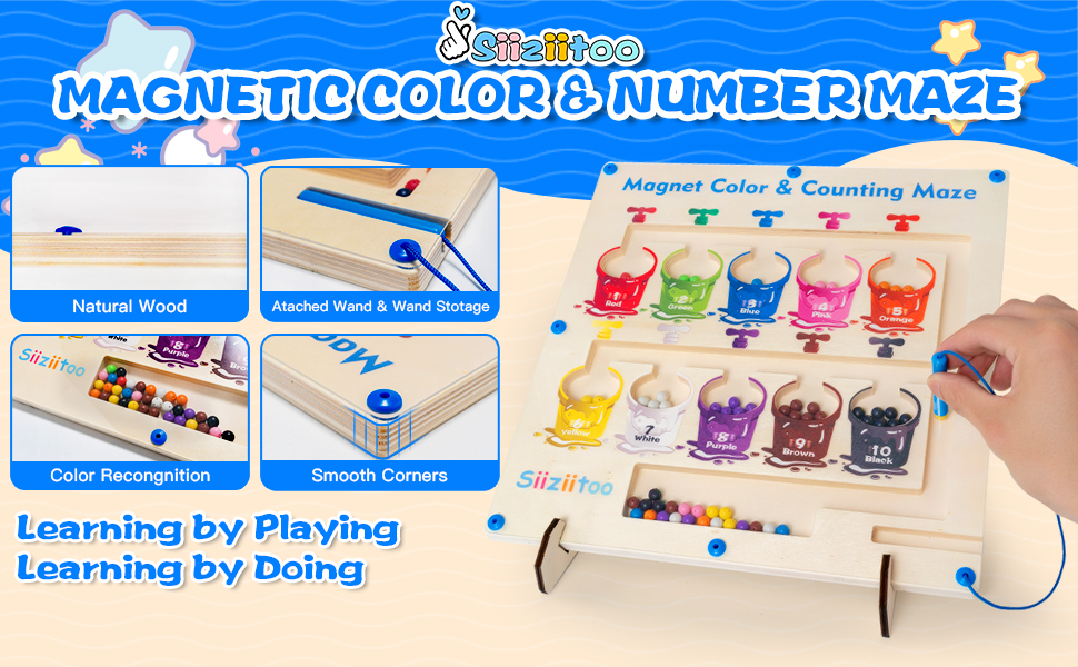 Color and Number Maze, Wooden Maze for