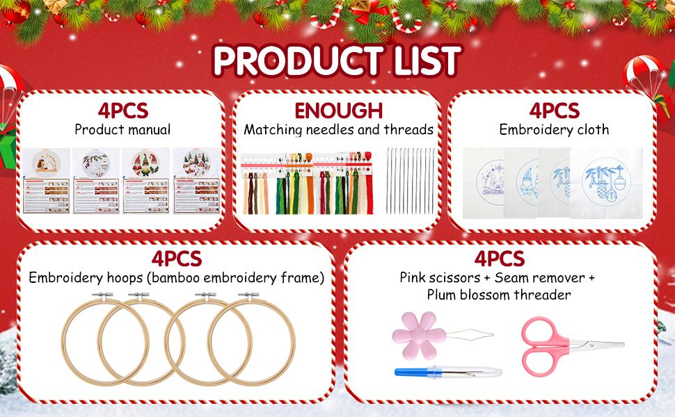 christmas embroidery kit, beginner cross stitch kits, christmas cross stitch kits