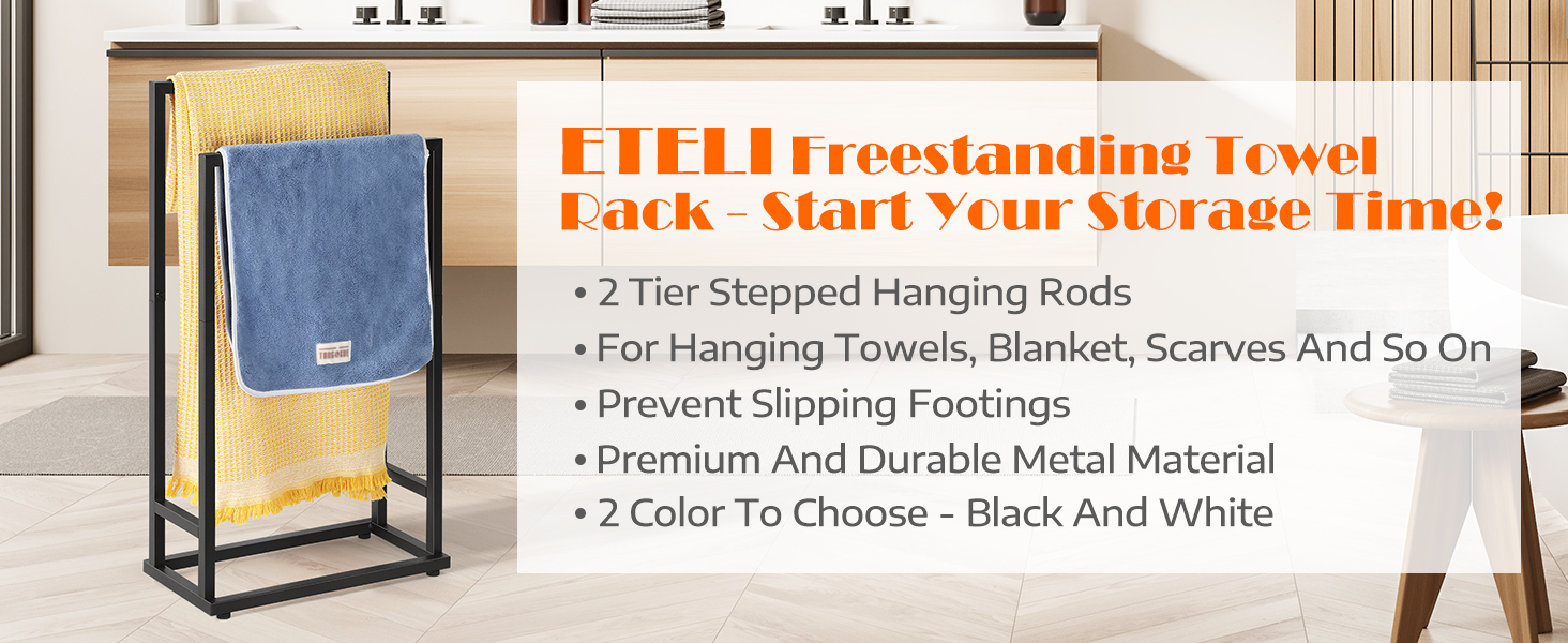Towel Holder Stand 2 Tier Small Freestanding Towel Racks for Bathroom