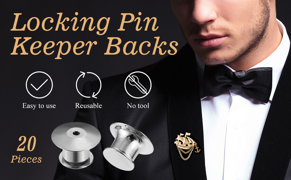 Pin Badge Backs20pcs Locking Pin Backs，Metal Pin Badge Backs