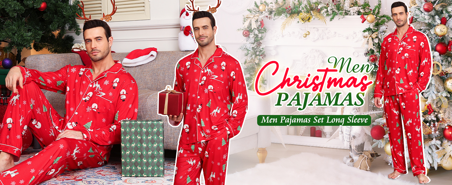 mens christmas pajamas set holiday pjs for men