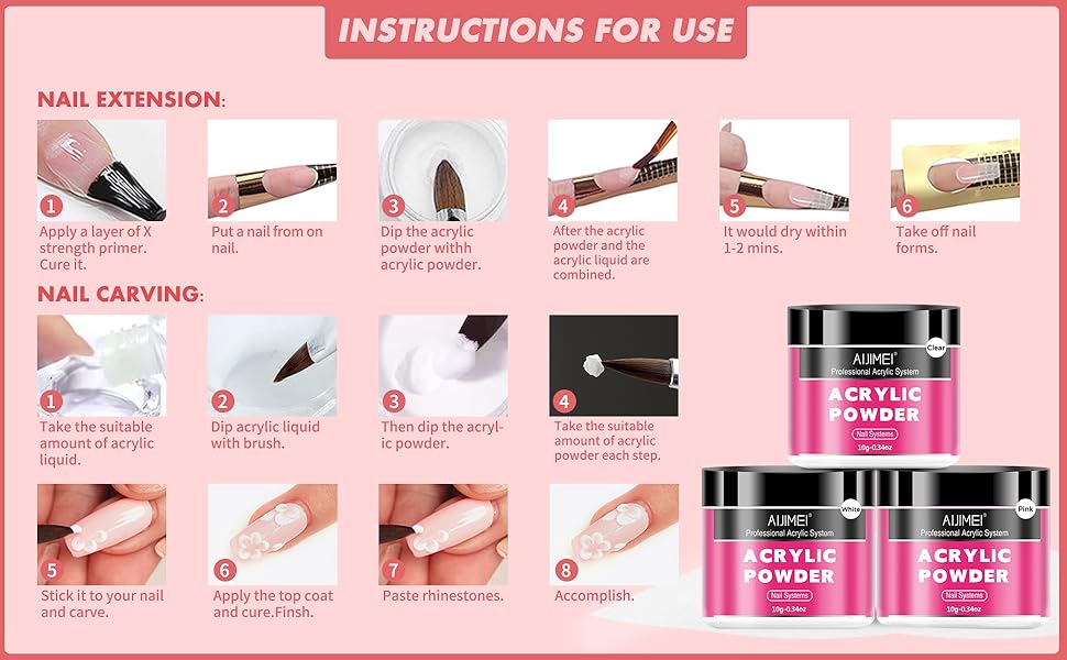 Acrylic Nail Kit Acrylic Powder with Liquid Monomer For Nail Extension Acrylic Nail Art Starter Kit
