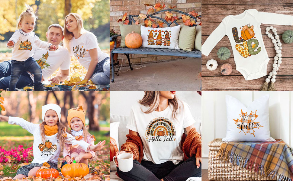 12Sheets Fall Heat Transfers Vinyl,Fall Iron On Transfers