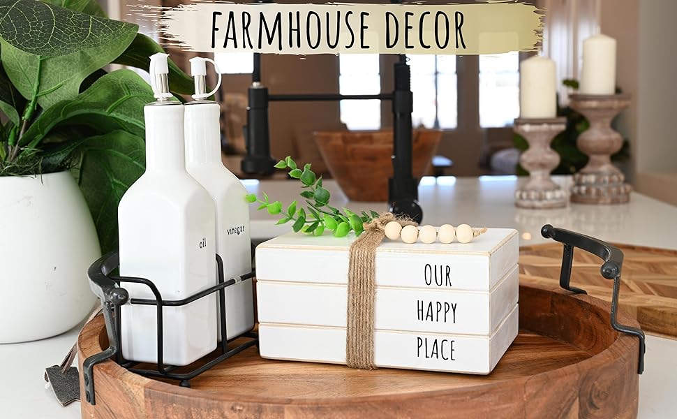 book decor table coffee decorative decorations farmhouse shelf stack set  accents fake shelves faux