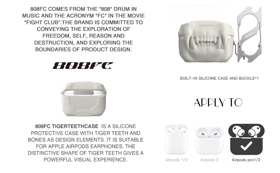 Airpods Pro/Pro2 Case [2023 New] 3DTiger Teeth and Shock