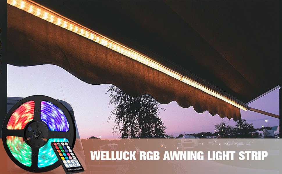 WELLUCK RV LED Camper Awning Lights, 12V, 12FT/3.6M
