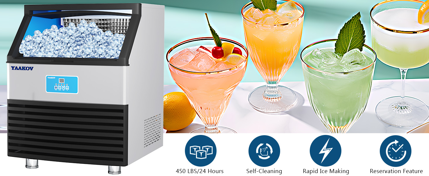 YAAKOV Commercial ice machine maker 450LBS/24H Commercial