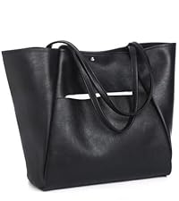 ★BLACKUP★ Vegan Leather Tote Bag Black P00000EG lost-woods-ebony-black-silver-