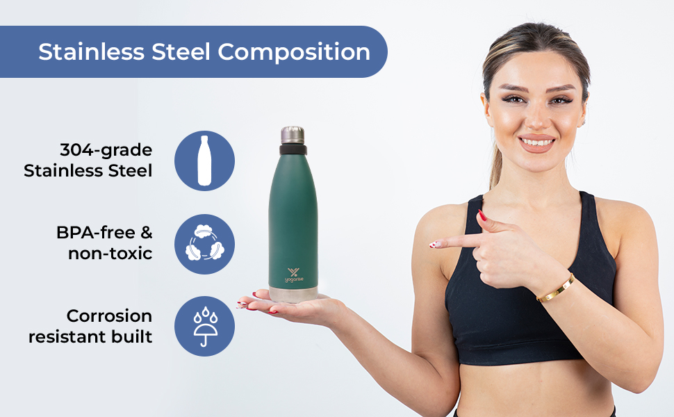Yogarise Thermosteel Bottle 1 Litre 8hrs with Hot & Cold Stainless