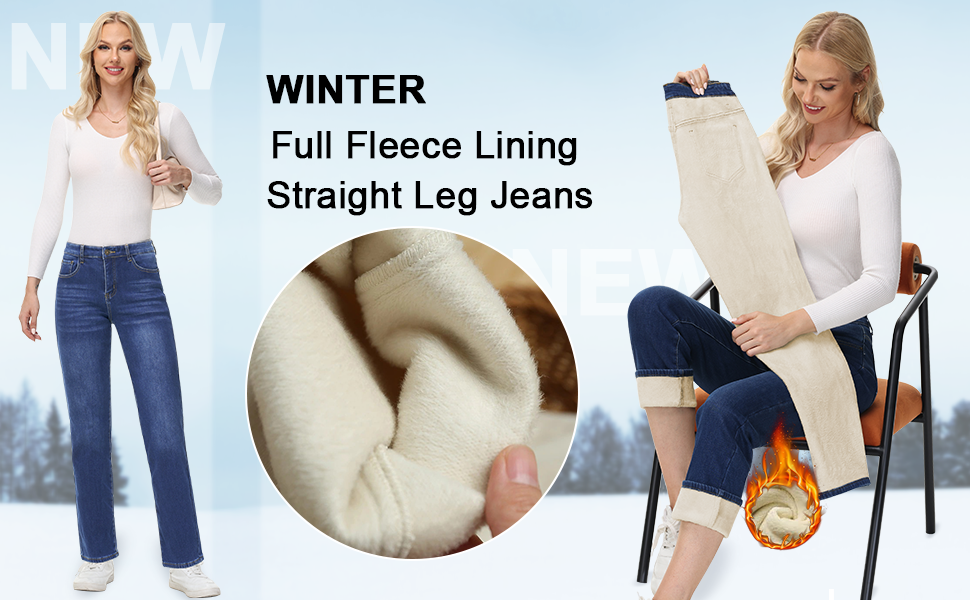 fleece jeans women