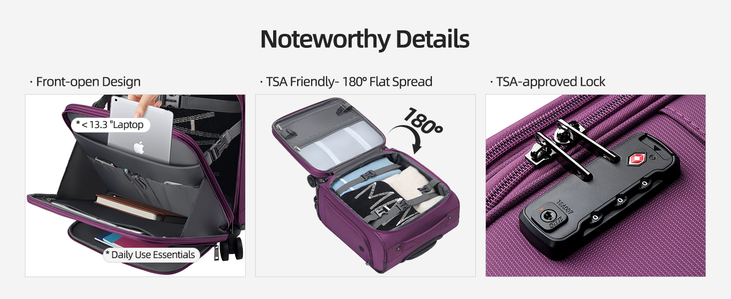 TIAWOLT Underseat Carry On Luggage With TSA Lock Friedly