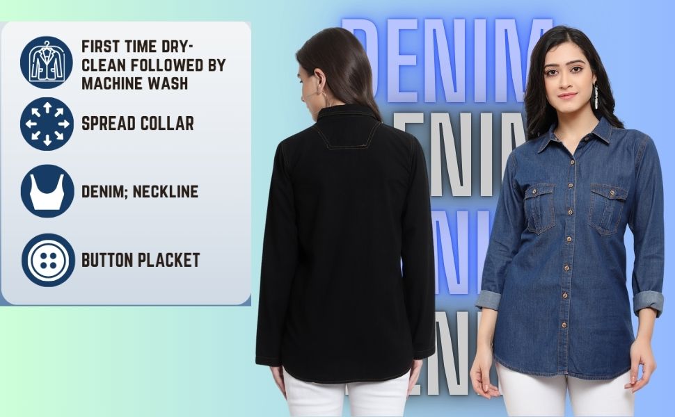 Womens 100% cotton Denim shirt