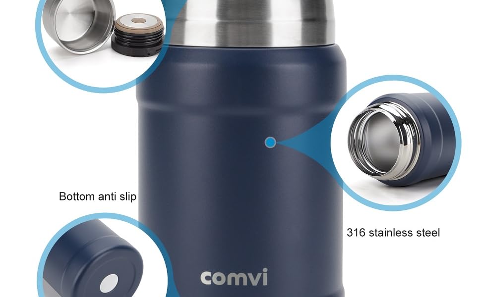 Comvi Food flasks for hot Food 800ML Upto 12h hot & 24h Cold