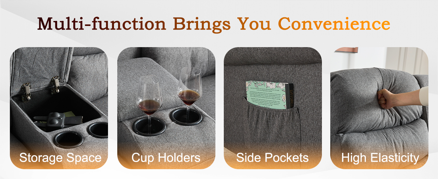 SAMERY Reclining Loveseat, Rv Loveseat Recliner Sofa with