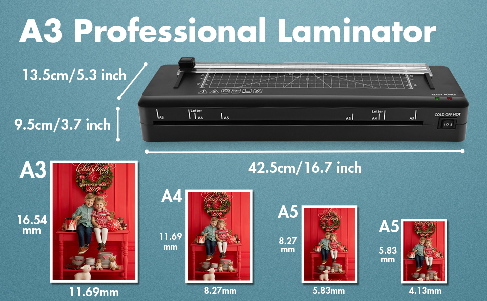 Laminator A3 Laminator Machine with Builtin Trimmer, Fast Warmup, 13