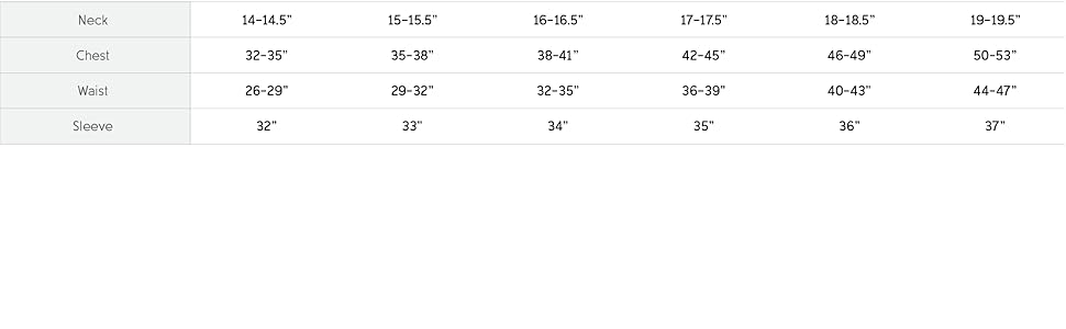 Mens shirt size an fit guide