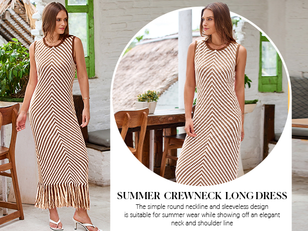 Wenrine Womens Summer Crochet Knit Dress 2025 Fall Casual