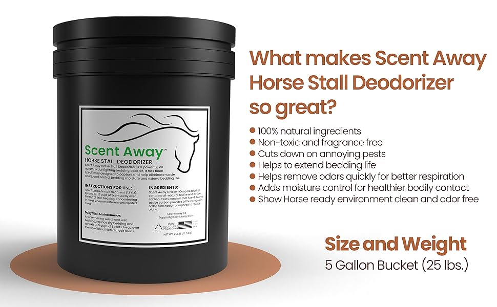 SCENT AWAY Horse Stall Deodorizer Odor Eliminator 100