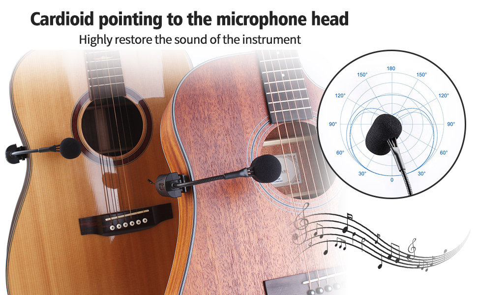 MAMKOES Double Microphone for Guitar Q2/AT5G Guitar