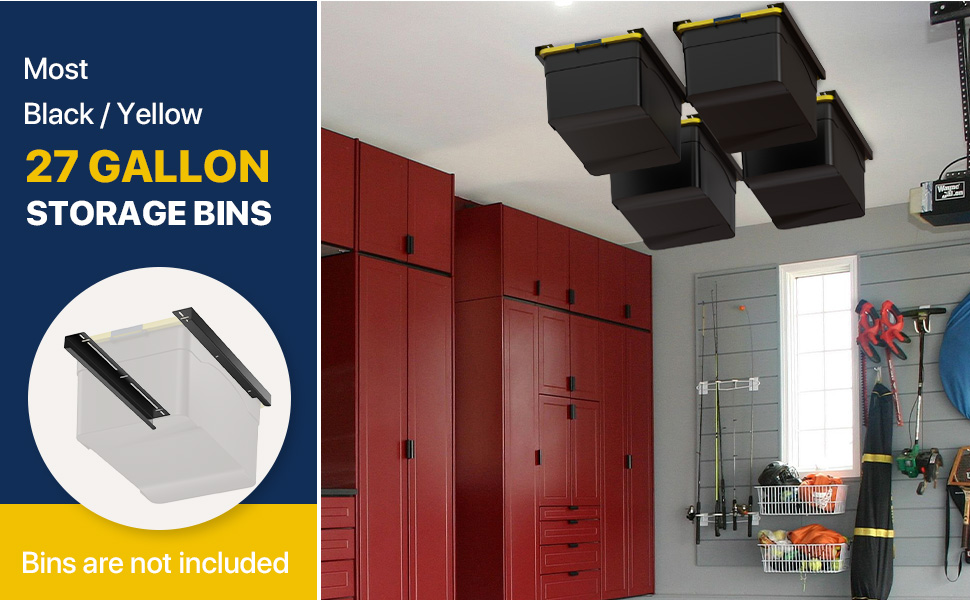 4 Bins Overhead Garage Storage Racks for Utility Bins,Heavy