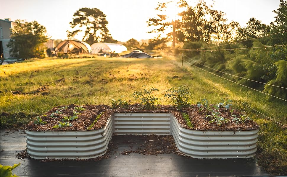 Vego garden 17" Tall UShape Raised Garden Bed Metal