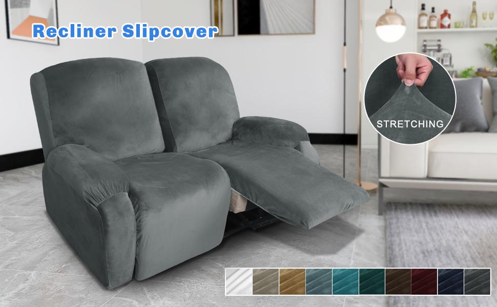 MAXIJIN Recliner Loveseat Slipcover, 6 Pieces Stretch