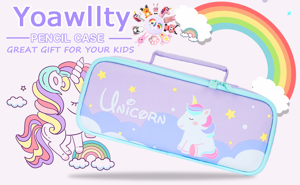 Yoawllty Unicorn Pencil Case, Cute Pencil Case and Pencil Cap Great