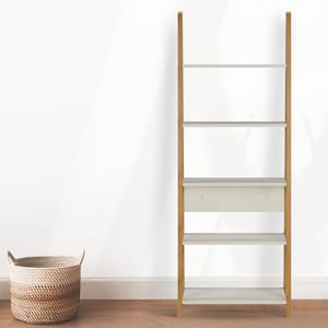 DeckUp Plank RENO Engineered Wood Book Shelf and Display Unit (Wotan Oak and White) SPN-FOR1