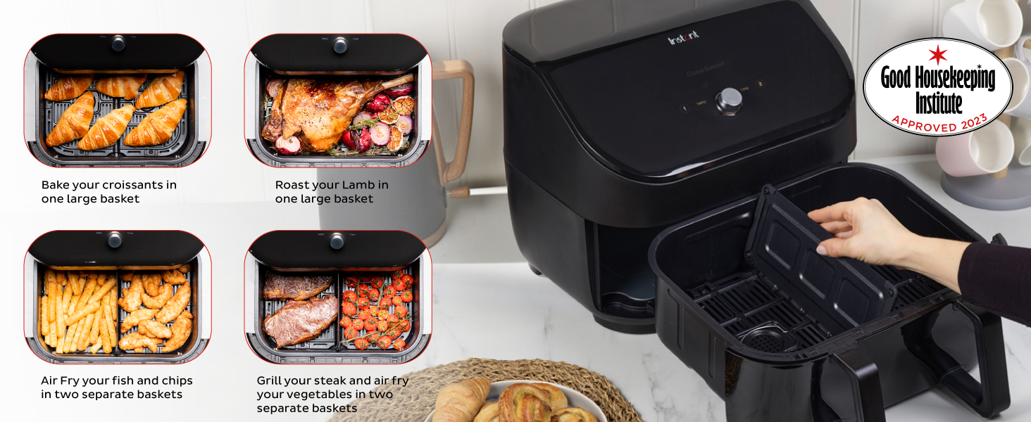 Instant Vortex Plus VersaZone Dual Air Fryer, 8in1 Smart Programmes