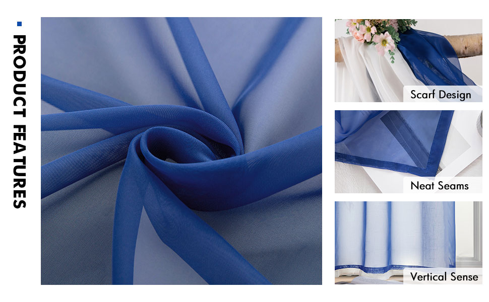 MIULEE Sheer Window Scarf Valance Luxury Topper Curtain Scarf Draping Fabric for