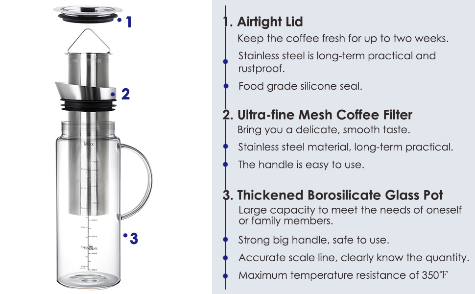 Aquach Cold Brew Coffee Iced Tea Maker & Fruit Pitcher
