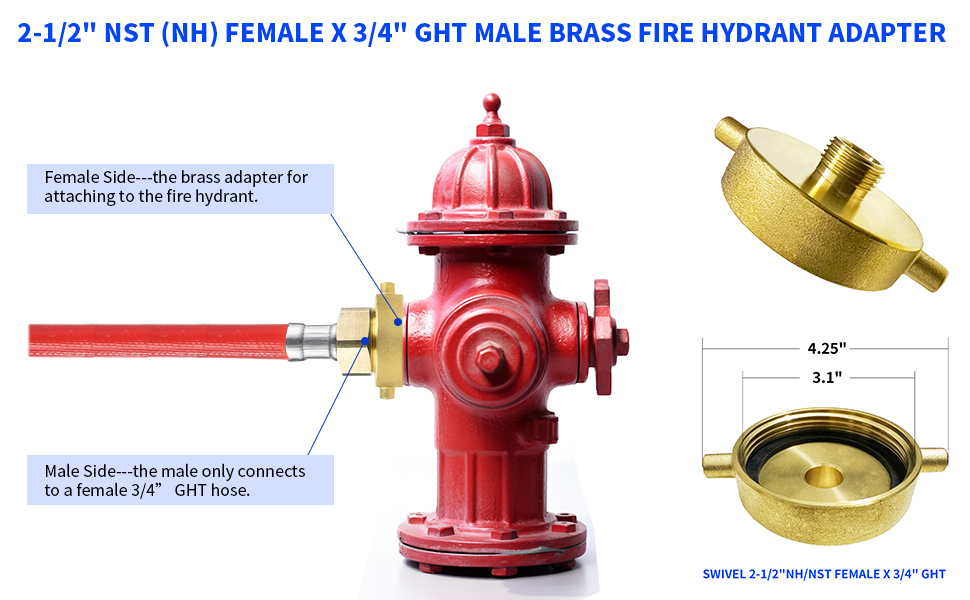Melgweldr Fire Hydrant Hose Adapter, Fire Hose Adapter 21/