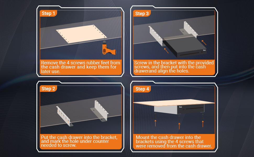 Tera Universal Under Counter Mounting Brackets for Cash