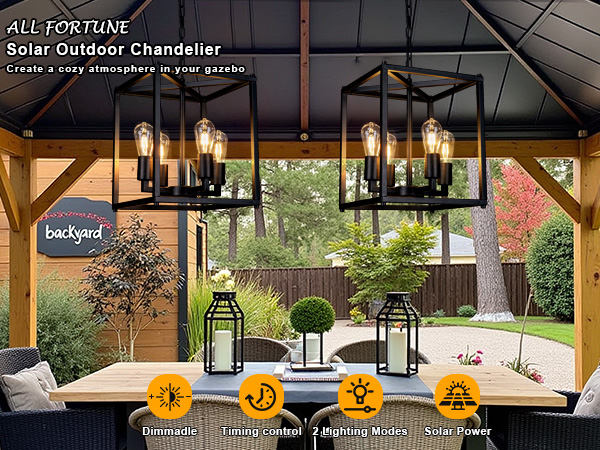 ALL FORTUNE Solar Chandelier Outdoor, 14
