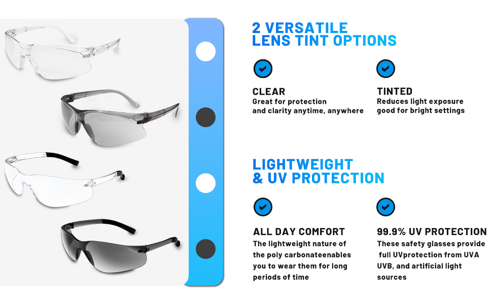 JDHXBMW 10PCS Tinted Safety Glasses for Men Women with ANSI