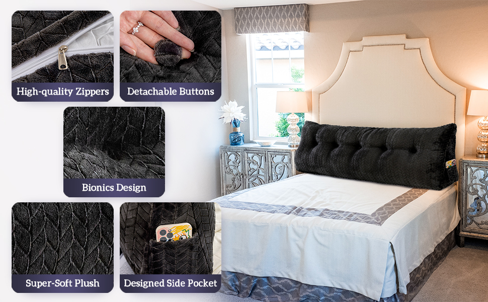 TerriTrophy Triangular Wedge Headboard Pillow Large Bolster