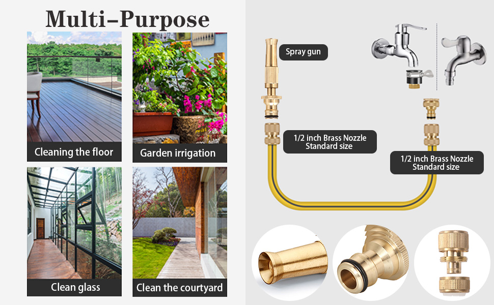 Brass Nozzle Water Spray Gun Water Jet Hose Nozzles Hose Pipe Spray Gun Suitable 