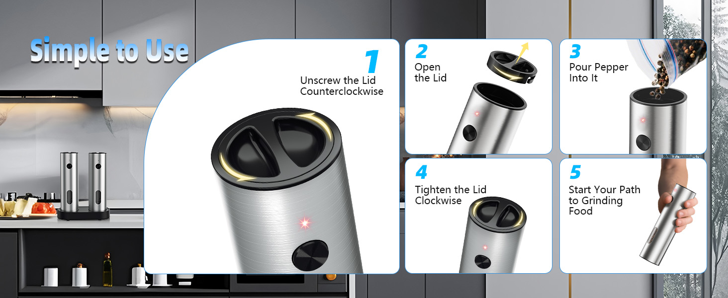 electric salt and pepper grinder set