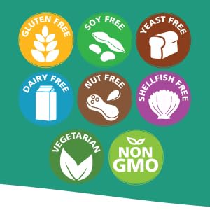 Free of gluten, soy, yeast, dairy, nut, shellfish and GMO - Vegetarian supplement