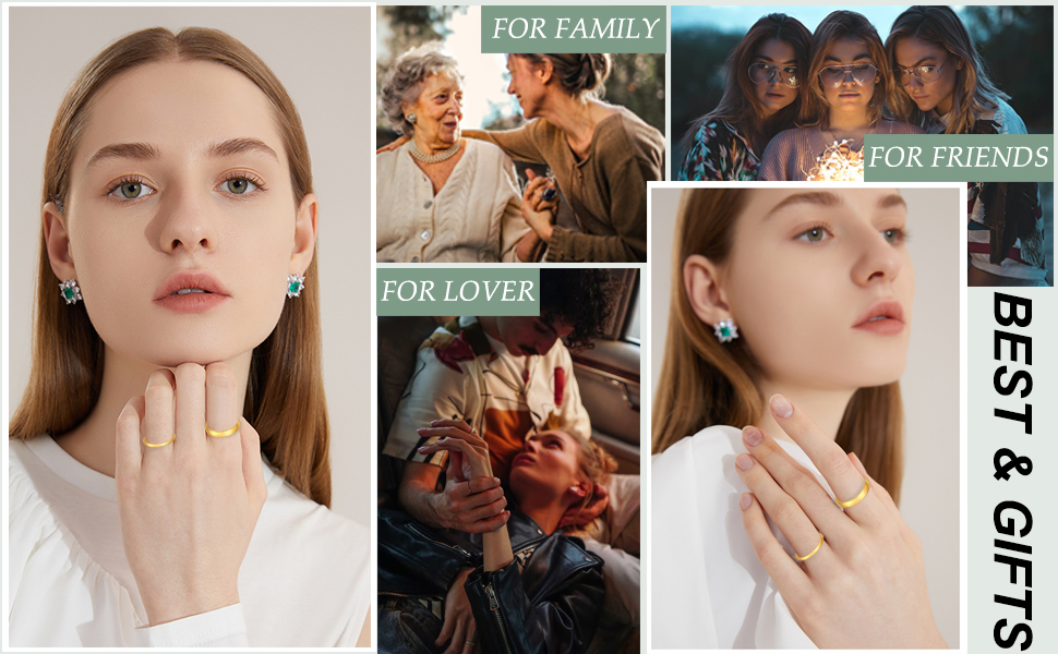 NIMOCO 3PCS 14K Gold Filled Stackable Rings for Women Dainty Gold Stacking Thin