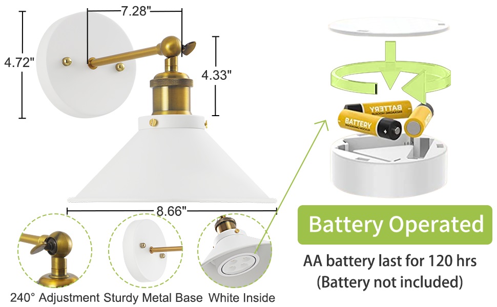 Zlierop Battery Operated Wall Sconce, 13 RGB Colors Battery Operated Wall Lights, Wireless Wall