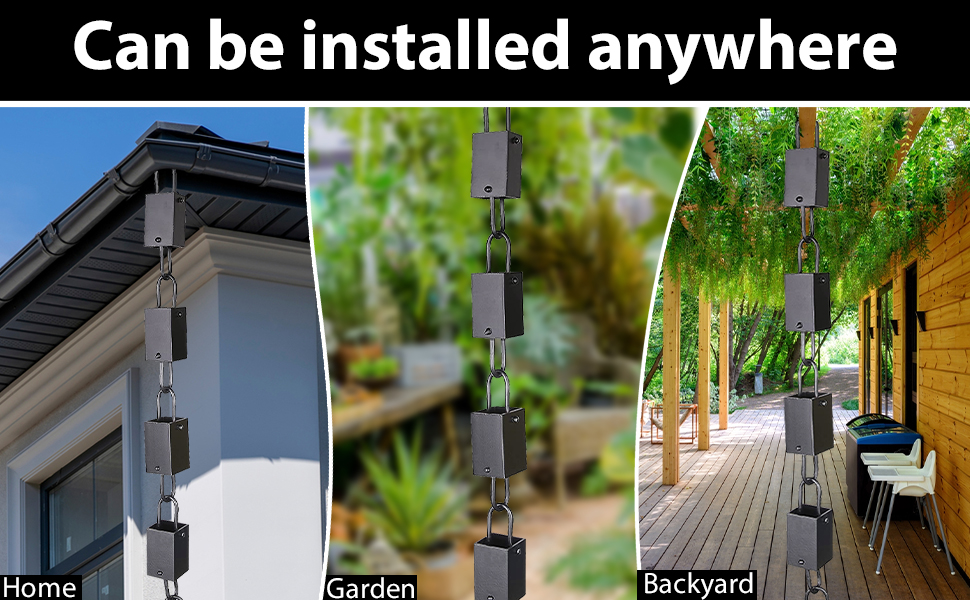 Rain Chains Pacific Rain Chain Square Cup 8.5 feet Length